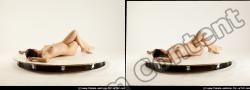 Nude Woman White Laying poses - ALL Pregnant Laying poses - on back long black 3D Stereoscopic poses Pinup